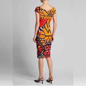 Chiara Boni Orange and Red Patterned Midi Dress